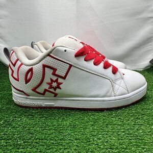 DC Men’s Court Graffik Skate Shoes 11.5 White Red Leather Low‑Top Sneaker 300529